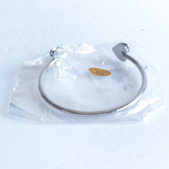 Baublebar Silver Rhinestone Heart Open Bangle Bracelet Gifts Sparkle Love - Picture 5 of 5